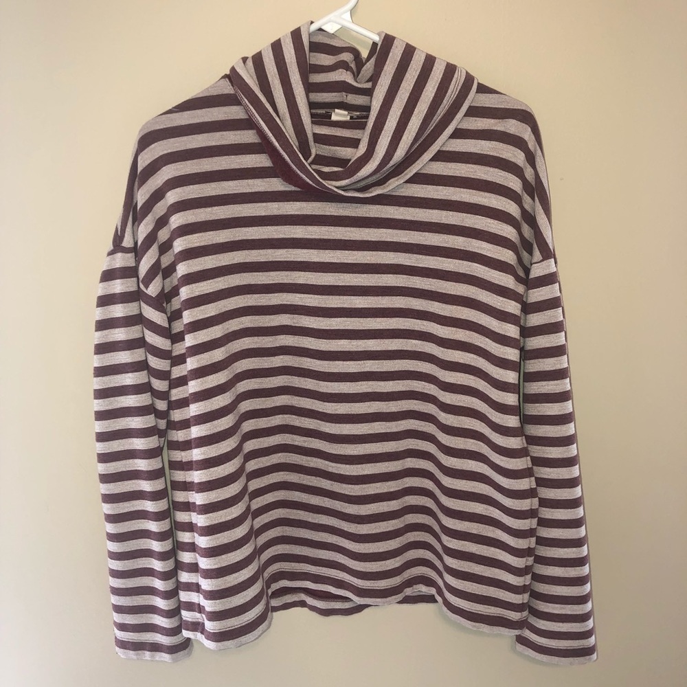 J Crew Factory Striped Cowl Neck Pullover